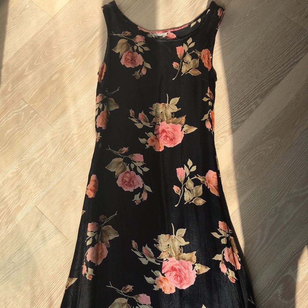 Vintage 1994 Miss Selfridges Black Floral Dress 38 XS